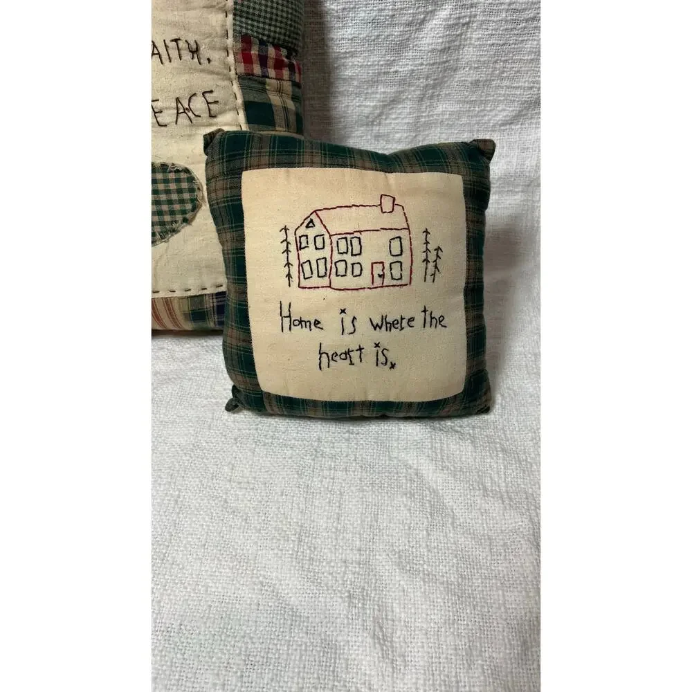 Primitive Country Patchwork Decorative Pillows Set of‎ 2 Rustic Farmhouse Decor